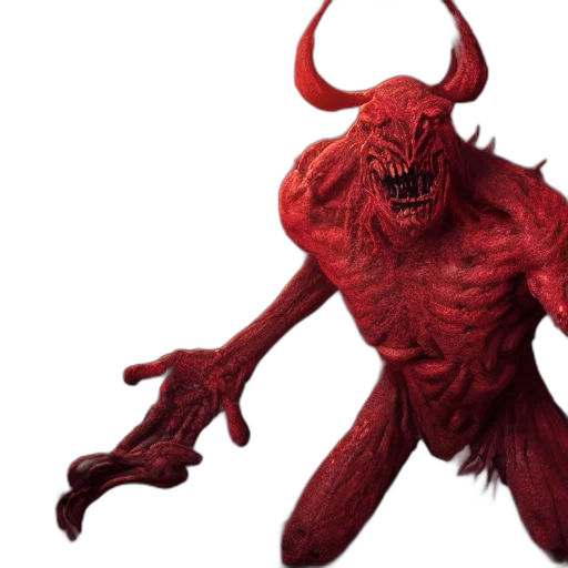 creature, mask, animal, face, concept art, 3d render, red, huge transparent PNG cut-out