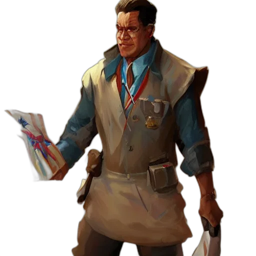 jacket, staff, weapon, face, concept art, comic book art, fantasy art, photorealistic transparent PNG cut-out