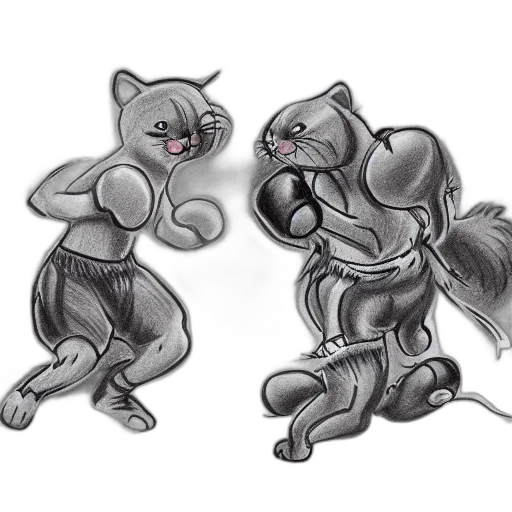concept art, pencil sketch, comic book art, cartoon, cats, fighting, dogs, rats transparent PNG cut-out