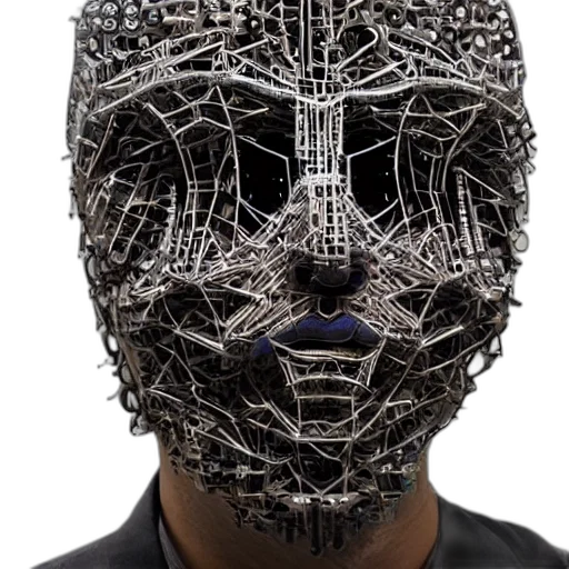 mask, face, robot, creature, cyberpunk, 3d render, concept art, photorealistic transparent PNG cut-out