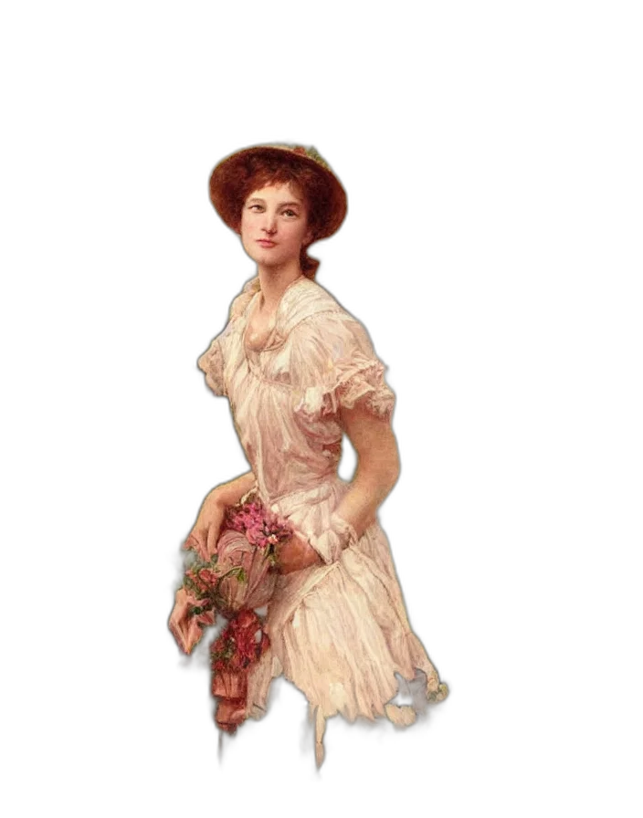 dress, staff, hat, jewelry transparent PNG cut-out