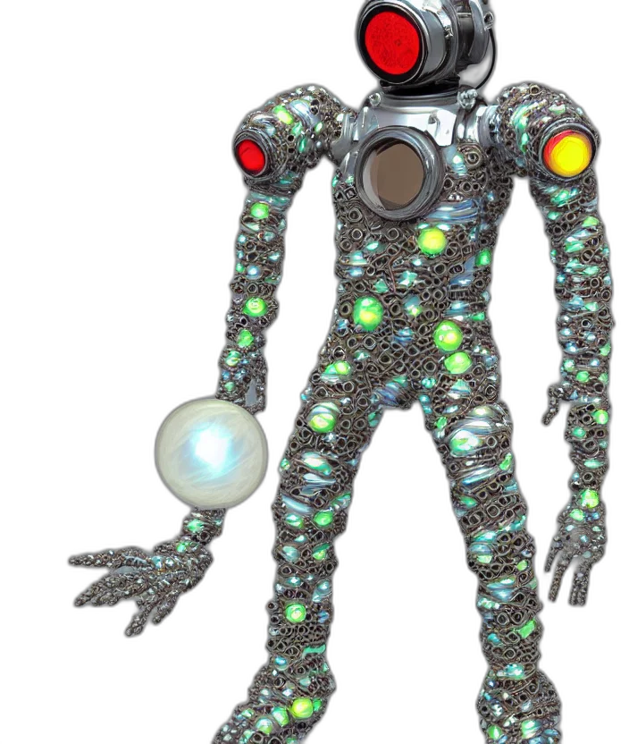 robot, staff, creature, jewelry transparent PNG cut-out