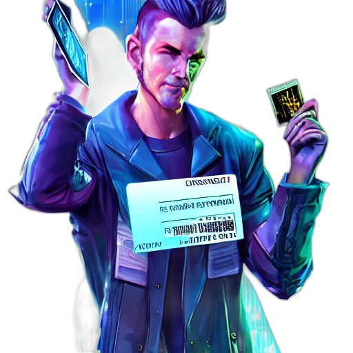 jacket, staff, robot, cyberpunk transparent PNG cut-out