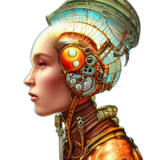 robot, face, jewelry, cyberpunk transparent PNG cut-out