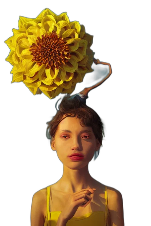 crown, flower, face, mask, photorealistic, oil painting, concept art, fantasy art transparent PNG cut-out