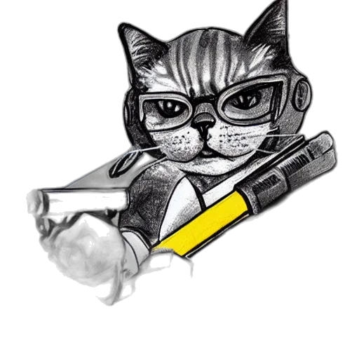 staff, weapon, comic book art, cartoon, concept art, pencil sketch, cat, cyberpunk transparent PNG cut-out