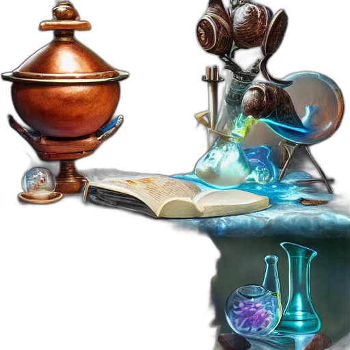 jewelry, staff, bottle, concept art, fantasy art, 3d render, pixel art, underwater transparent PNG cut-out