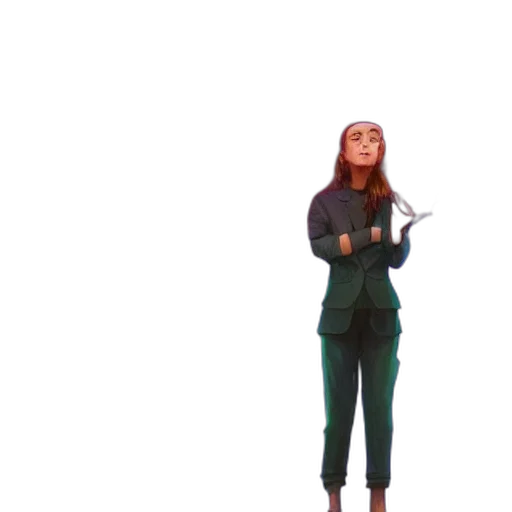 jacket, robot, staff, creature, 3d render, concept art, pixel art, comic book art transparent PNG cut-out