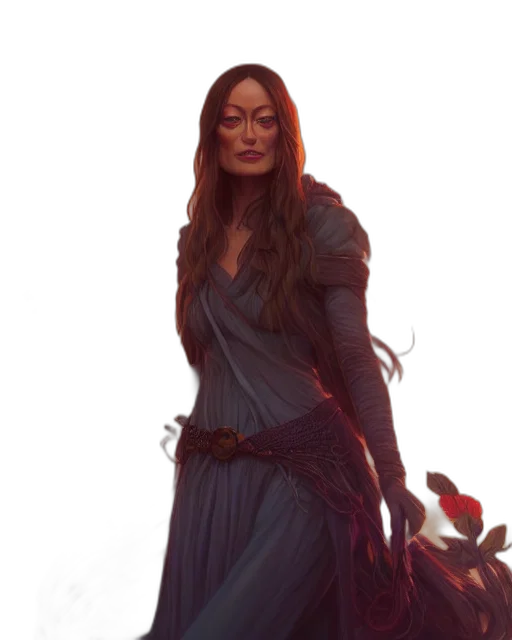 dress, staff, fantasy art, concept art, photorealistic, comic book art, fog, dark transparent PNG cut-out