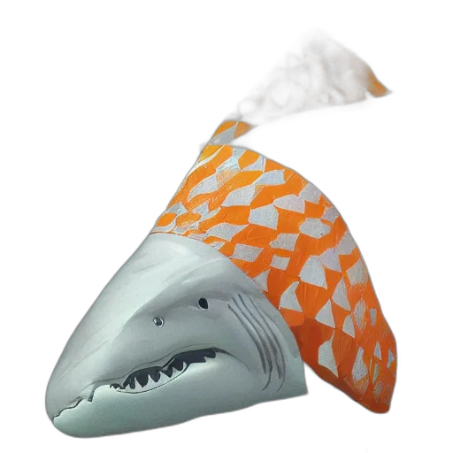 hat, mask, umbrella, creature, 3d render, great, white, shark transparent PNG cut-out