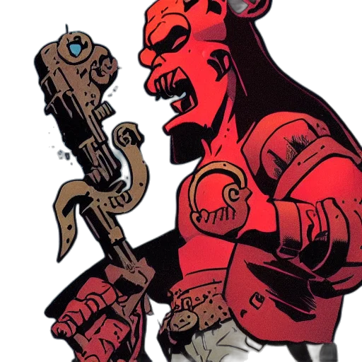weapon, staff, comic book art, concept art, red, mike, mignola, hellboy transparent PNG cut-out