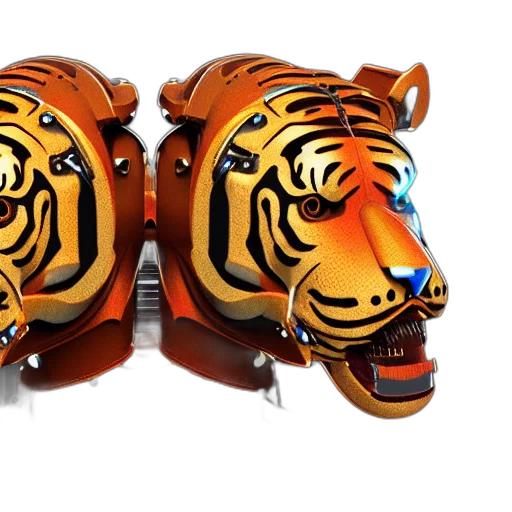 mask, 3d render, photorealistic, concept art, two, headed, tiger, heads transparent PNG cut-out
