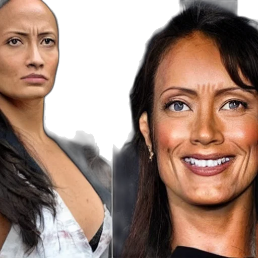photorealistic, female, dwayne, johnson transparent PNG cut-out