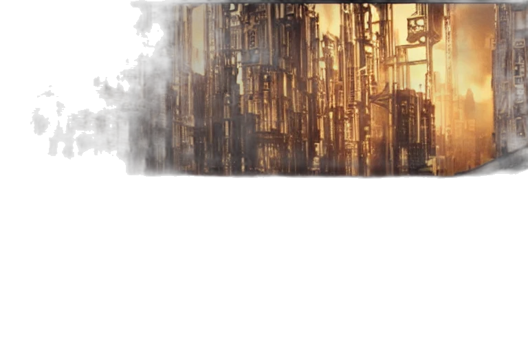 robot, building, weapon, concept art, 3d render, photorealistic, cyberpunk, fog transparent PNG cut-out