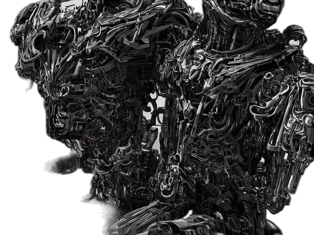mask, face, robot, hair, cyberpunk, comic book art, photorealistic, 3d render transparent PNG cut-out