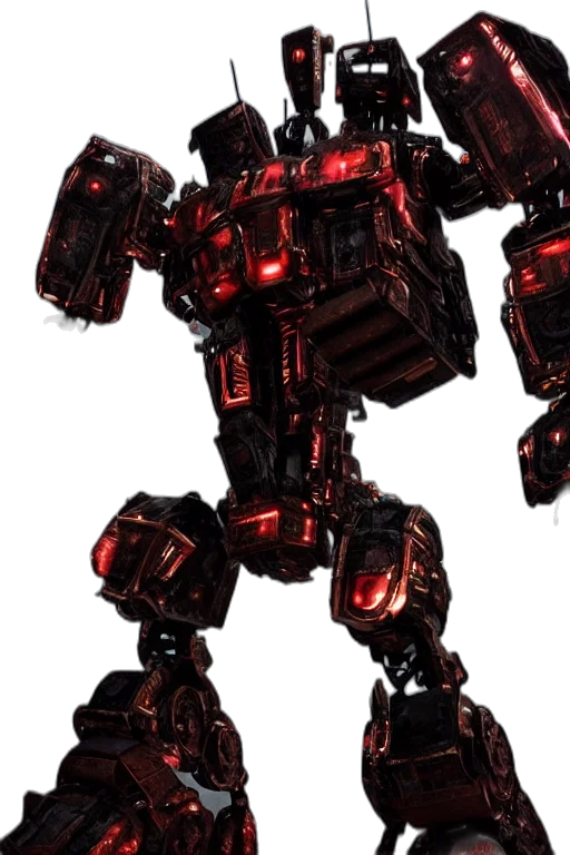 robot, weapon, animal, concept art, 3d render, pixel art, cyberpunk, red transparent PNG cut-out