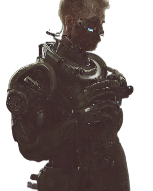 robot, face, creature, weapon transparent PNG cut-out