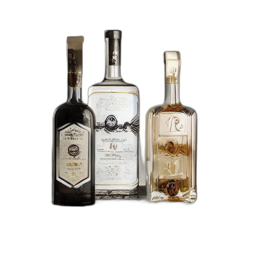 bottle, liqueur, modern, design transparent PNG cut-out