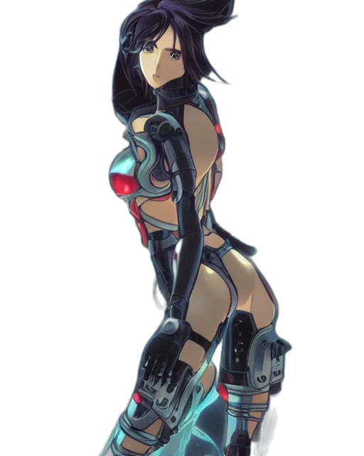 robot, dress, weapon, cyberpunk, concept art, 3d render, anime, fantasy transparent PNG cut-out