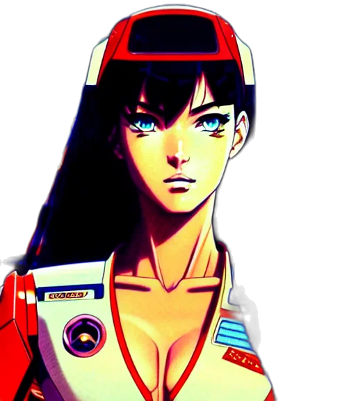 robot, face, jacket, staff, anime, pixel art, comic book art, vaporwave transparent PNG cut-out