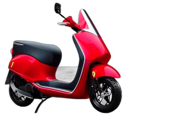 3d render, photorealistic, scooter, designed, produced, ferrari transparent PNG cut-out