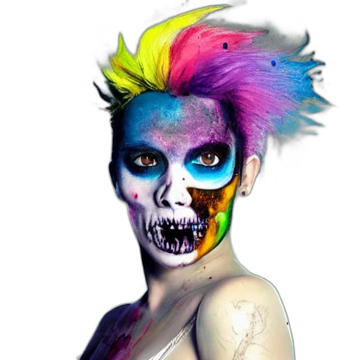 mask, face, watercolor, photorealistic, fantasy art, concept art, colorful, neon transparent PNG cut-out