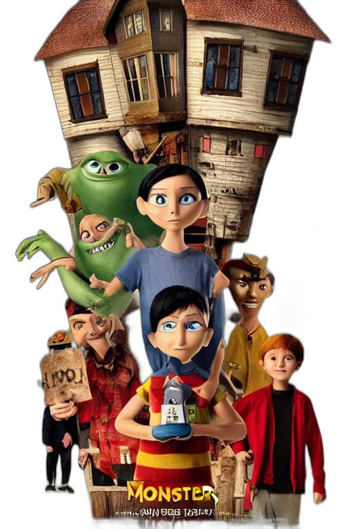 3d render, concept art, city street, outer space, monster, house, movie, poster transparent PNG cut-out