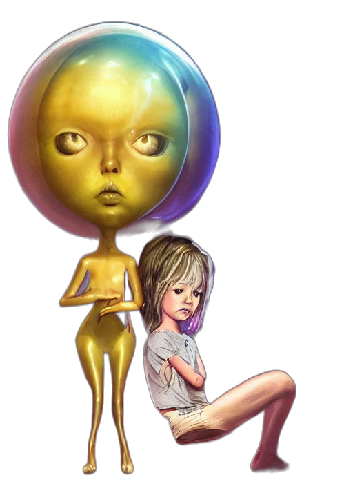 robot, concept art, 3d render, vaporwave, fantasy art, outer space, golden, pastel transparent PNG cut-out