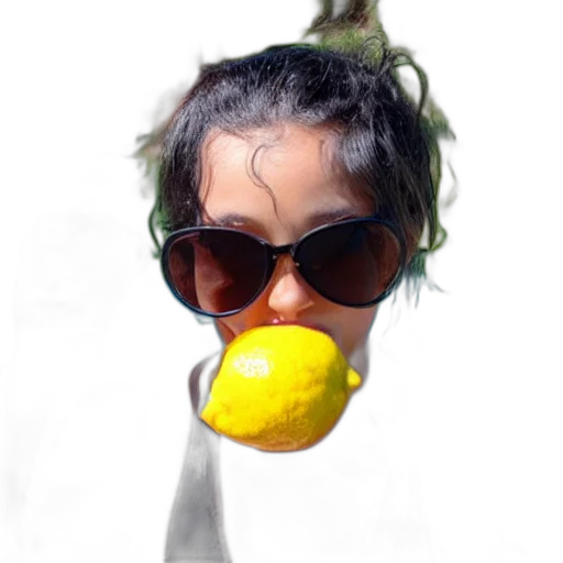 staff, face, mask, hat, photorealistic, 3d render, cartoon, lemon transparent PNG cut-out