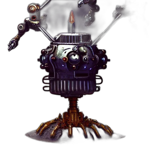 robot, staff, weapon, creature transparent PNG cut-out