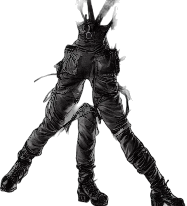 jacket, mask, weapon, staff, concept art, cyberpunk, comic book art, photorealistic transparent PNG cut-out