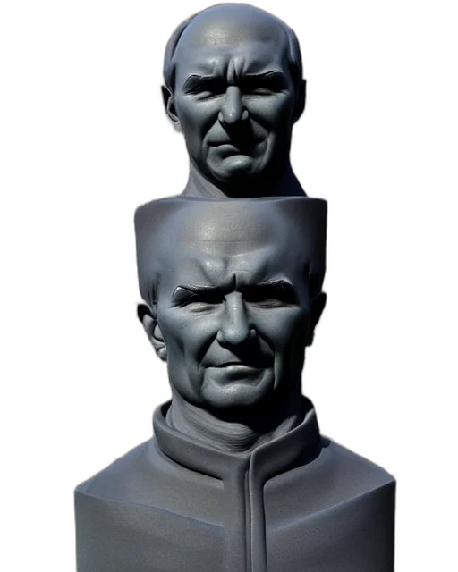 face, mask, 3d render, concept art, photorealistic, comic book art, granite, sculpture transparent PNG cut-out
