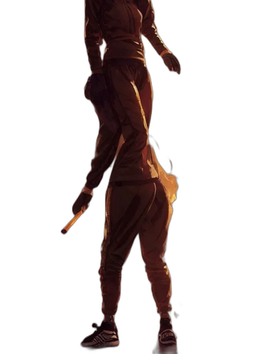 staff, jacket, weapon, mask, concept art, 3d render, cyberpunk, comic book art transparent PNG cut-out