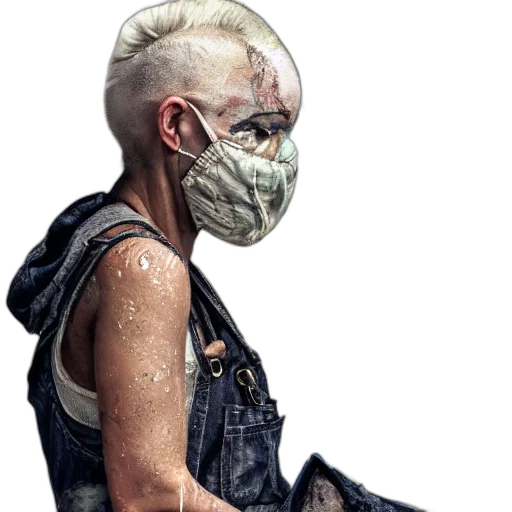 mask, face, cyberpunk, concept art, photorealistic, watercolor, full, body transparent PNG cut-out