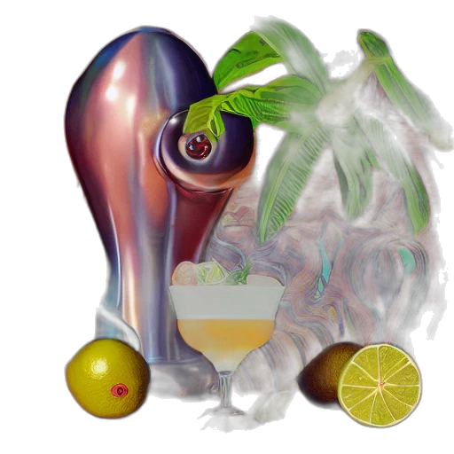 food, bottle, vaporwave, photorealistic transparent PNG cut-out