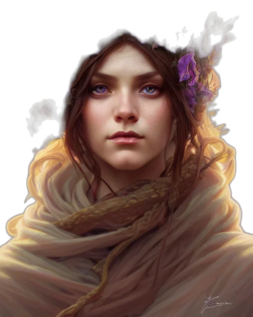 face, crown, flower, dragon, fantasy art, photorealistic, concept art, oil painting transparent PNG cut-out