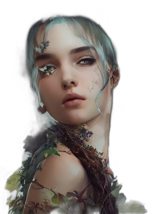 face, jewelry, dress, fantasy art transparent PNG cut-out