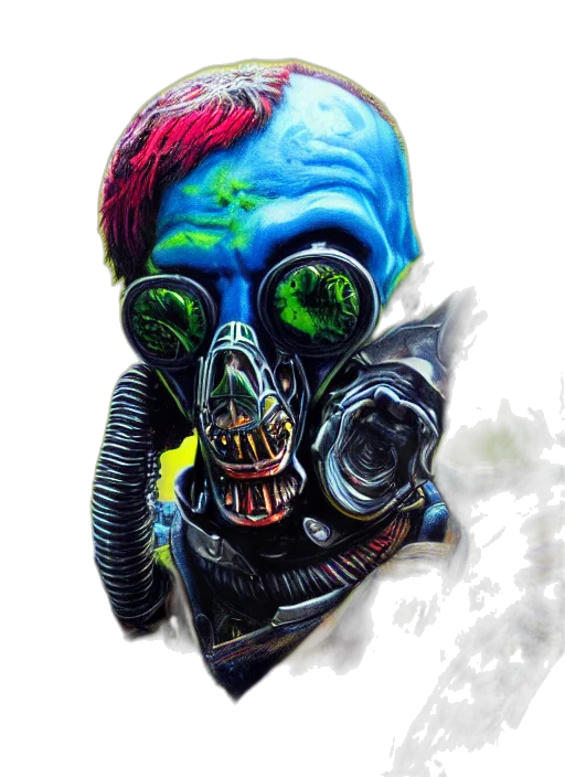 mask, face, robot, creature, concept art, cyberpunk, watercolor, photorealistic transparent PNG cut-out