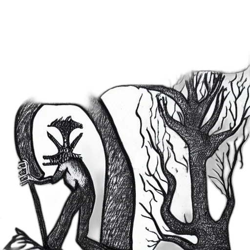 tree, dragon, creature, mask, concept art, fantasy art, pencil sketch, comic book art transparent PNG cut-out
