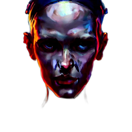 face, mask, robot, creature, cyberpunk, concept art, photorealistic, watercolor transparent PNG cut-out