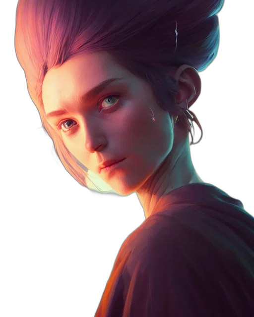 face, crown, staff, hair, concept art, fantasy art, cyberpunk, photorealistic transparent PNG cut-out