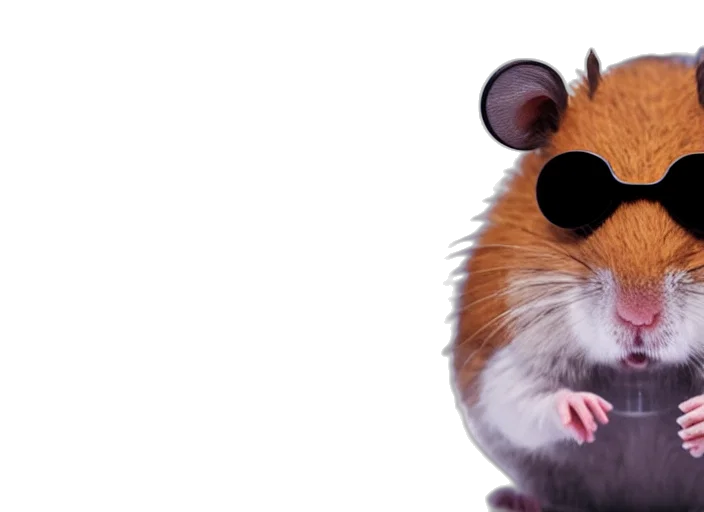 animal, hat, creature, cyberpunk, 3d render, photorealistic, film, still transparent PNG cut-out