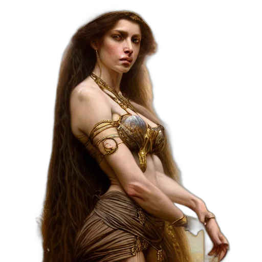 dress, hair, staff, jewelry transparent PNG cut-out
