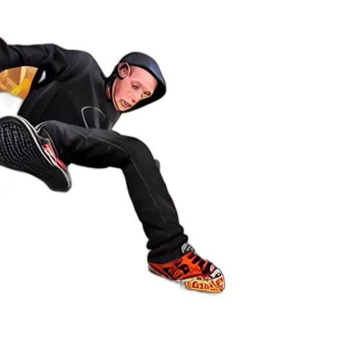 jacket, shoes, creature, 3d render, photorealistic, concept art, tony, hawk transparent PNG cut-out