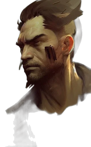 face, mask, staff, concept art, fantasy art, cyberpunk, photorealistic, earth tones transparent PNG cut-out