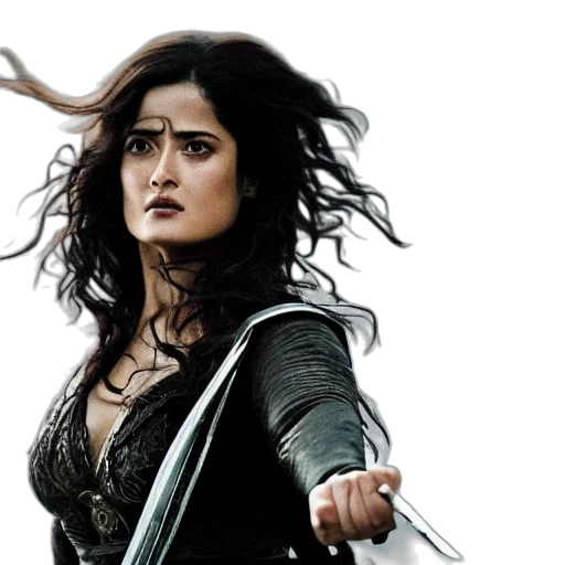 epic, photo, salma, hayek, beautiful, wizard, wearing, black transparent PNG cut-out
