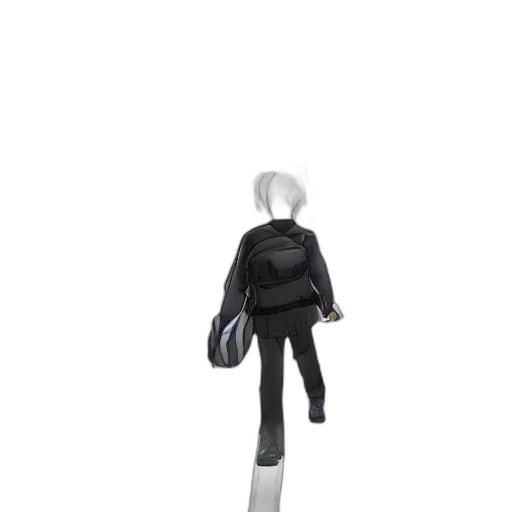 jacket, staff, umbrella, robot, 3d render, concept art, monochrome, long transparent PNG cut-out