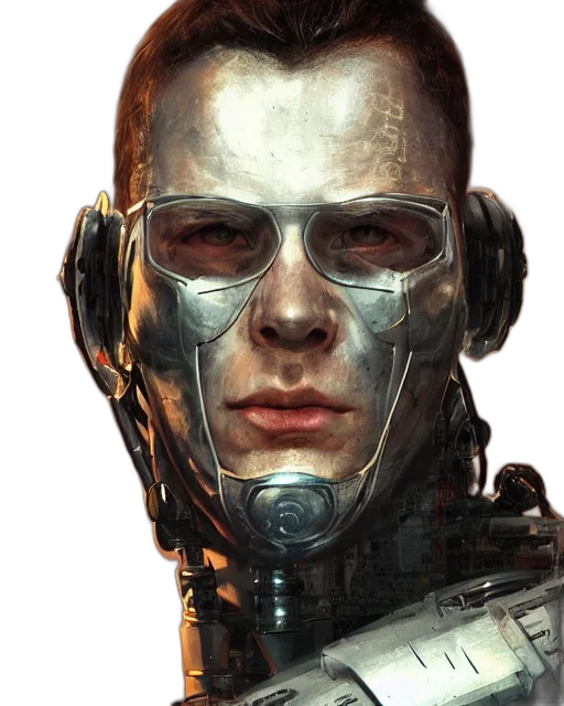 robot, face, mask, cyberpunk, comic book art, concept art, photorealistic, half transparent PNG cut-out