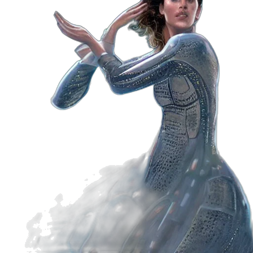 dress, robot, staff, creature transparent PNG cut-out