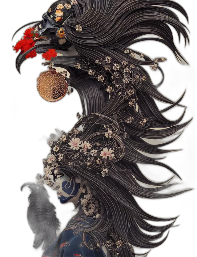hair, dragon, crown, dress, concept art, fantasy art, photorealistic, anime transparent PNG cut-out
